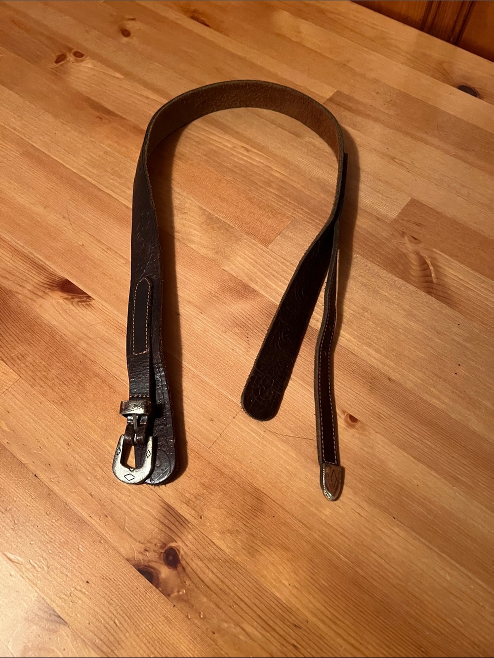 Women’s Dark Brown Double Leather Straps Belt with Silver Buckle
